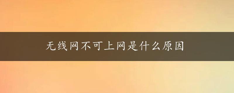 无线网不可上网是什么原因