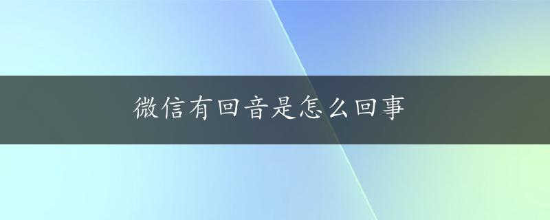 微信有回音是怎么回事