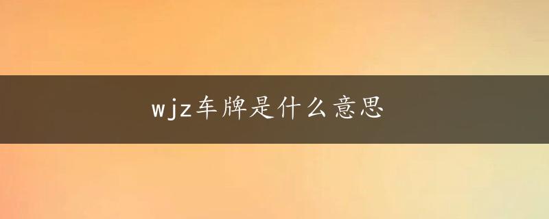 wjz车牌是什么意思