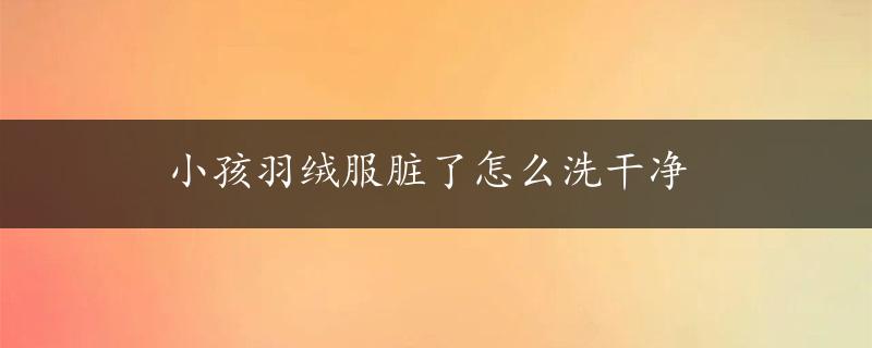 小孩羽绒服脏了怎么洗干净