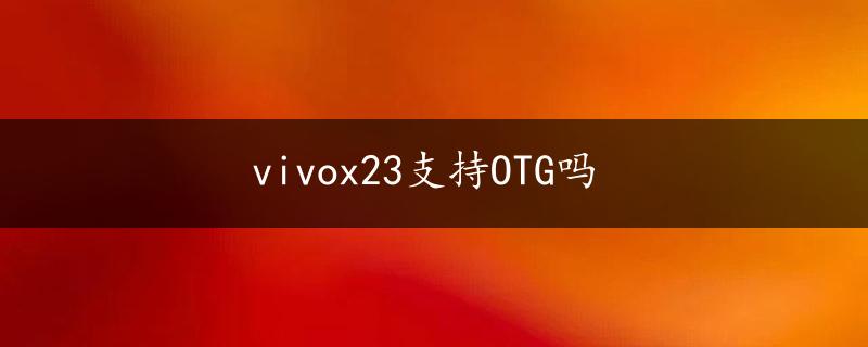 vivox23支持OTG吗