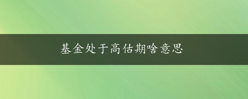 基金处于高估期啥意思