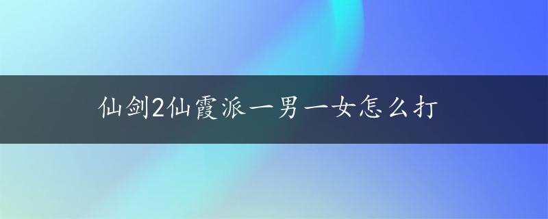 仙剑2仙霞派一男一女怎么打