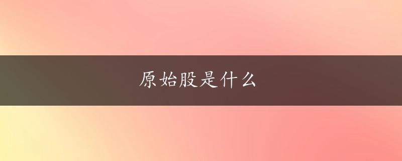 原始股是什么