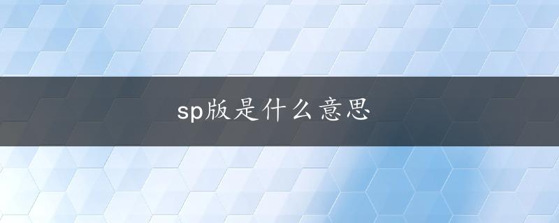 sp版是什么意思