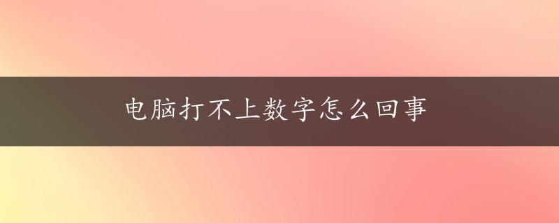 电脑打不上数字怎么回事