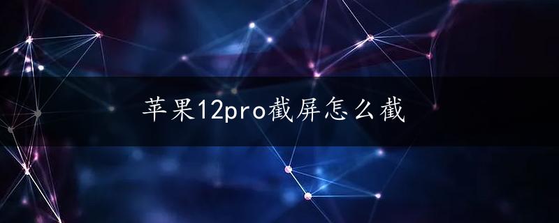 苹果12pro截屏怎么截