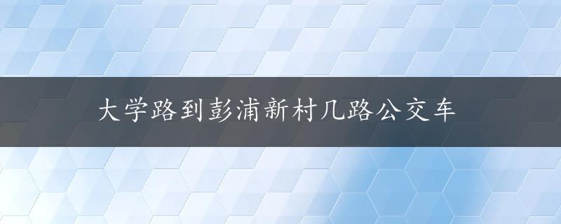 大学路到彭浦新村几路公交车