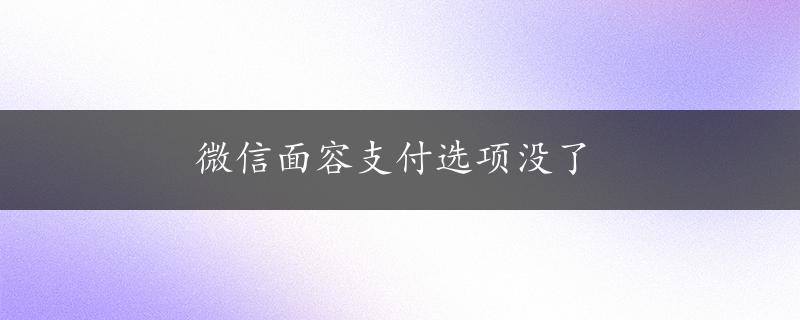 微信面容支付选项没了