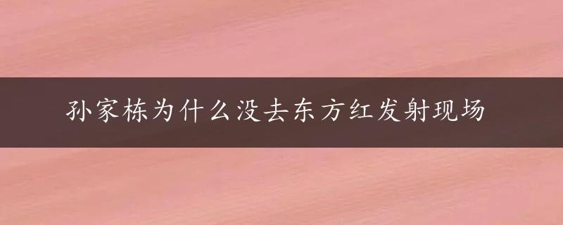 孙家栋为什么没去东方红发射现场