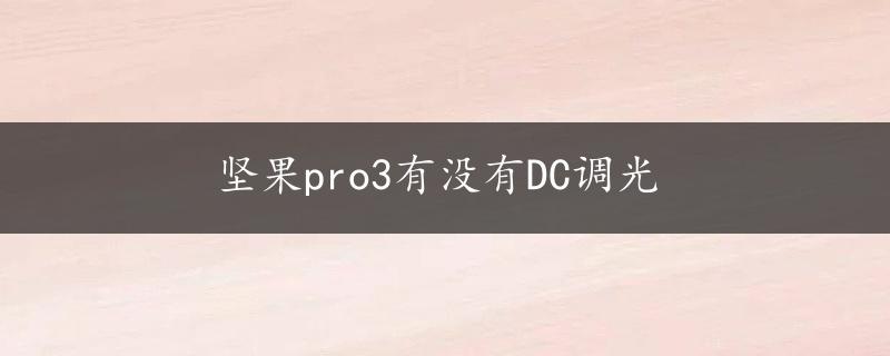 坚果pro3有没有DC调光