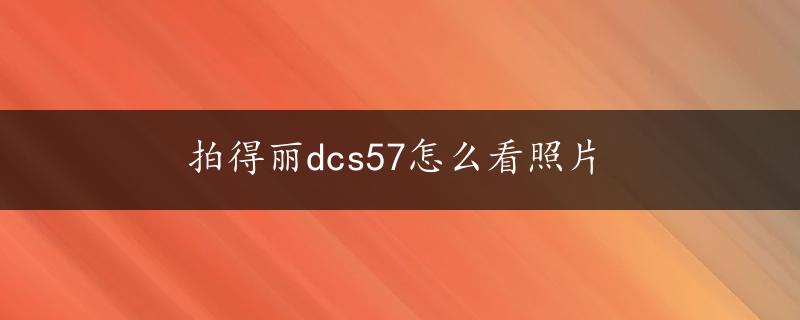 拍得丽dcs57怎么看照片