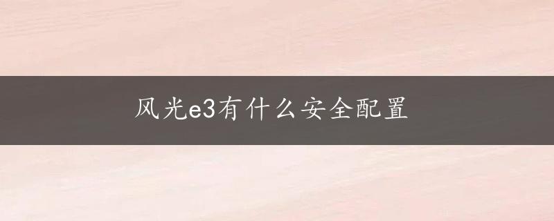 风光e3有什么安全配置