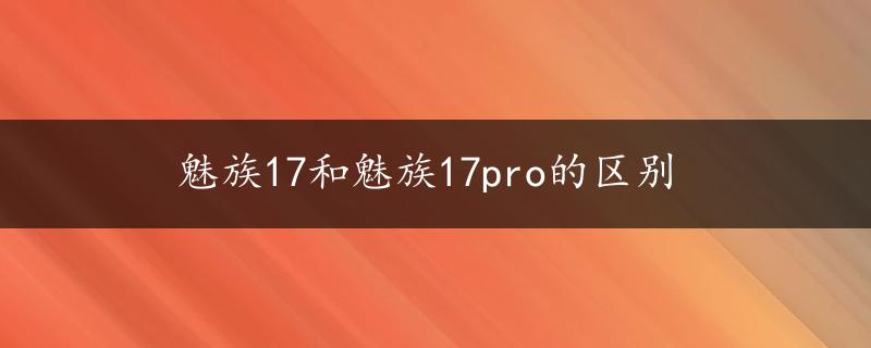 魅族17和魅族17pro的区别