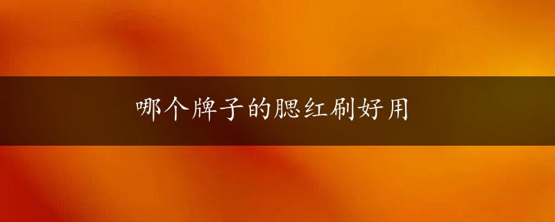 哪个牌子的腮红刷好用