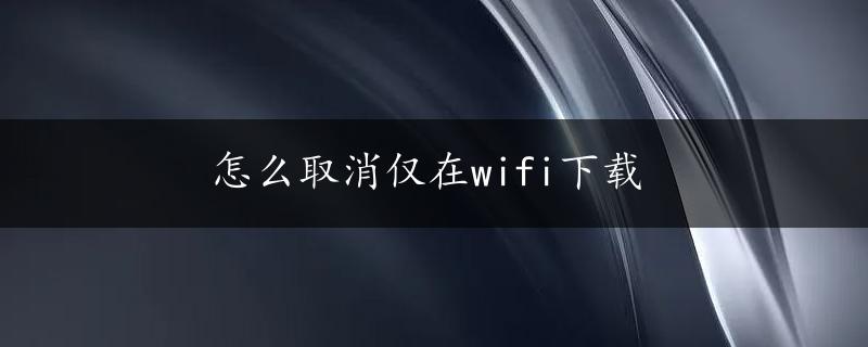 怎么取消仅在wifi下载