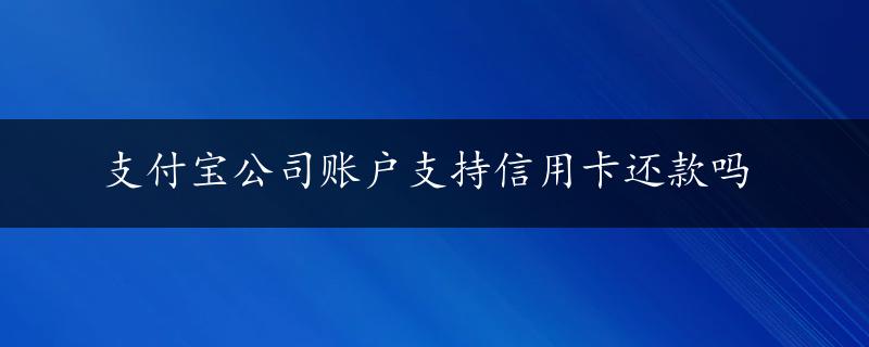 支付宝公司账户支持信用卡还款吗