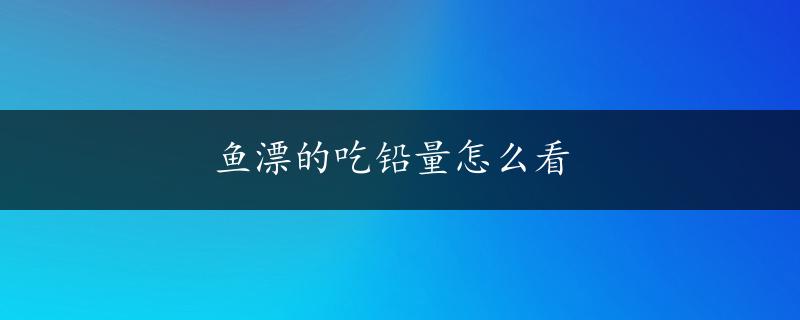 鱼漂的吃铅量怎么看