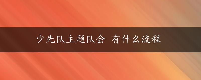 少先队主题队会 有什么流程