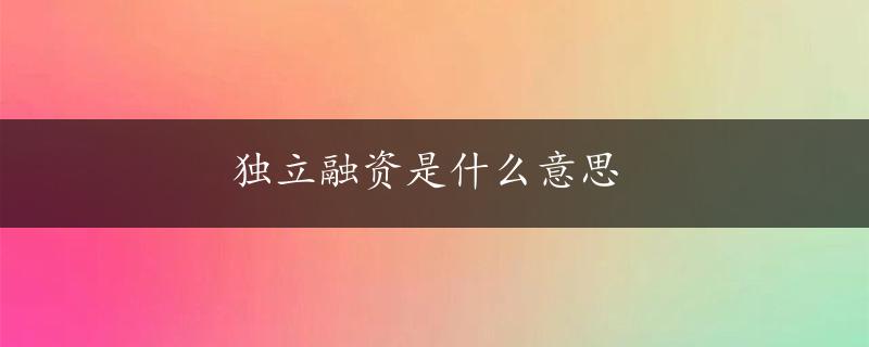 独立融资是什么意思