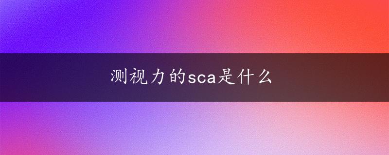 测视力的sca是什么