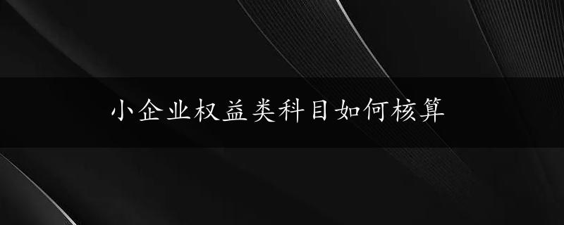 小企业权益类科目如何核算