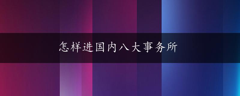 怎样进国内八大事务所