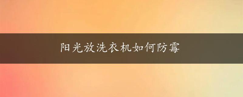 阳光放洗衣机如何防霉