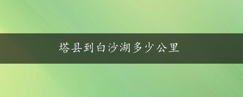 塔县到白沙湖多少公里