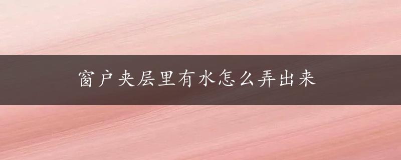 窗户夹层里有水怎么弄出来