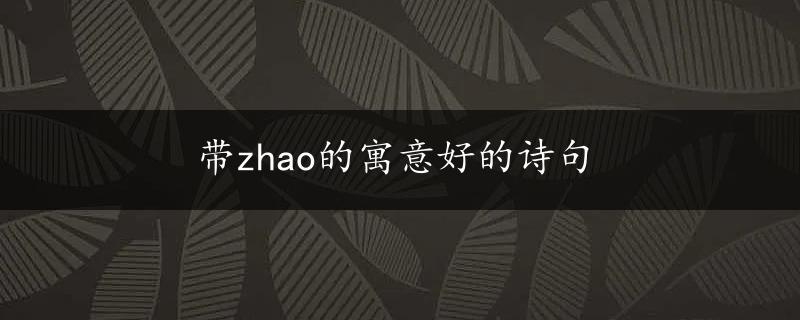 带zhao的寓意好的诗句