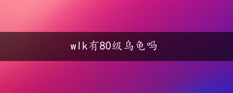 wlk有80级乌龟吗