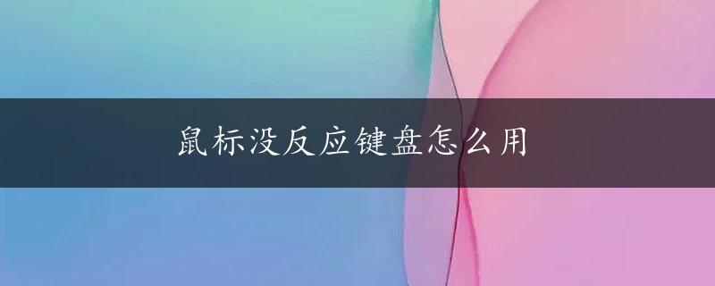 鼠标没反应键盘怎么用