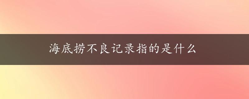 海底捞不良记录指的是什么