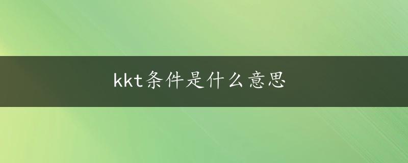 kkt条件是什么意思