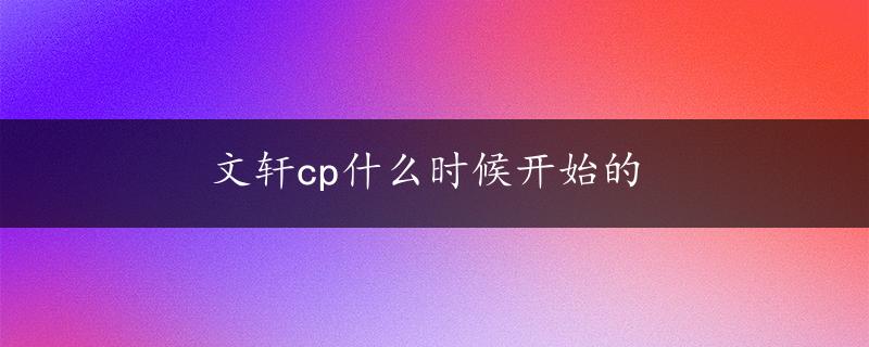 文轩cp什么时候开始的