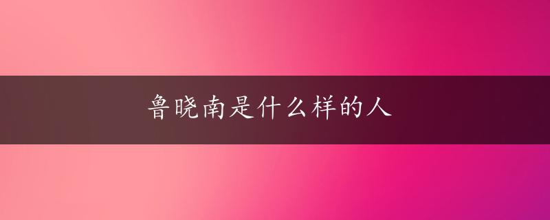 鲁晓南是什么样的人