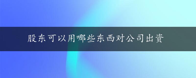 股东可以用哪些东西对公司出资