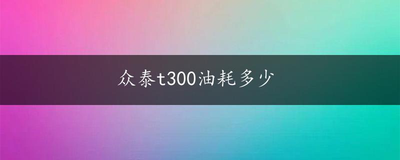 众泰t300油耗多少