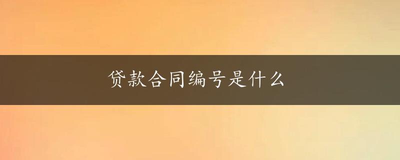 贷款合同编号是什么