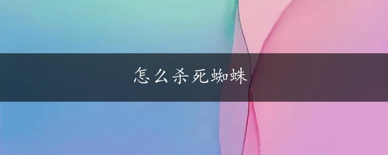 怎么杀死蜘蛛