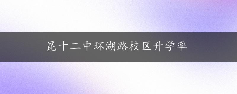 昆十二中环湖路校区升学率