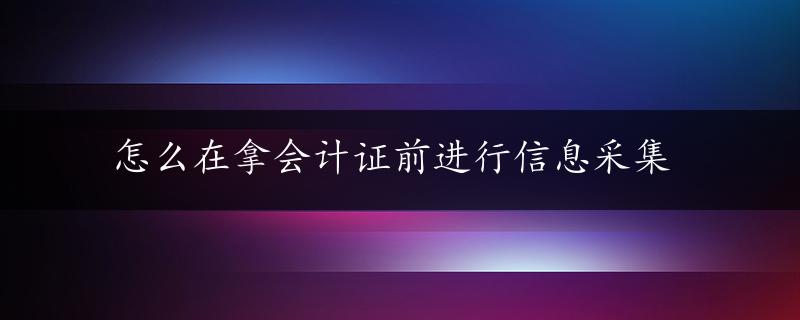 怎么在拿会计证前进行信息采集