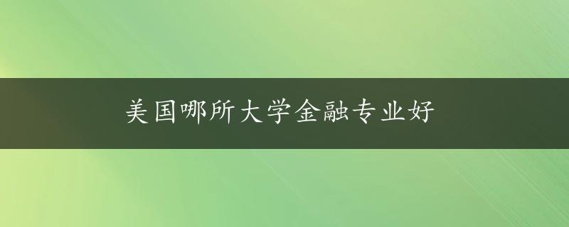 美国哪所大学金融专业好