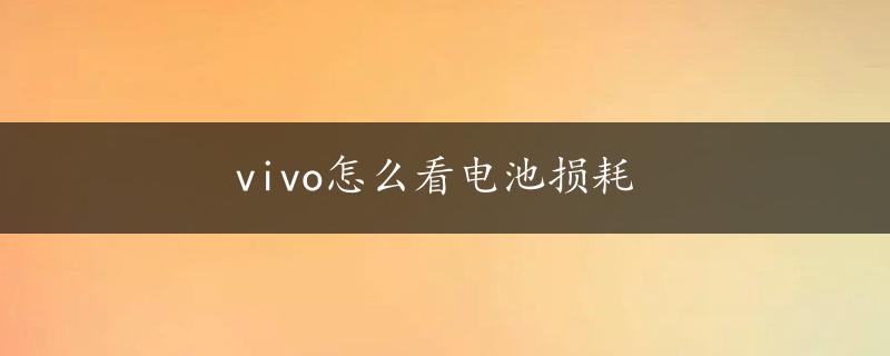 vivo怎么看电池损耗