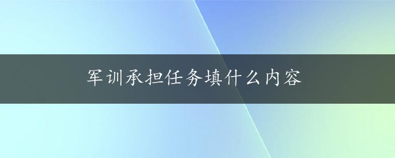 军训承担任务填什么内容