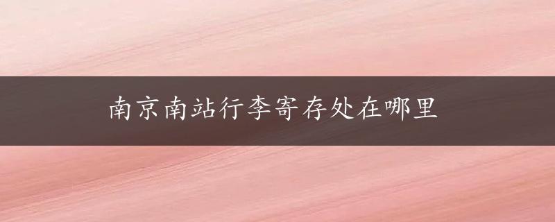 南京南站行李寄存处在哪里