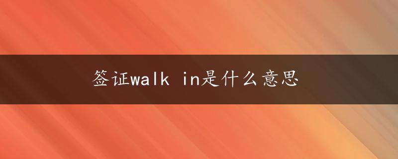 签证walk in是什么意思