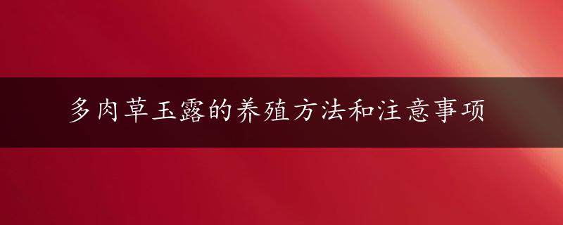 多肉草玉露的养殖方法和注意事项