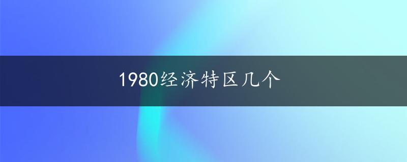 1980经济特区几个